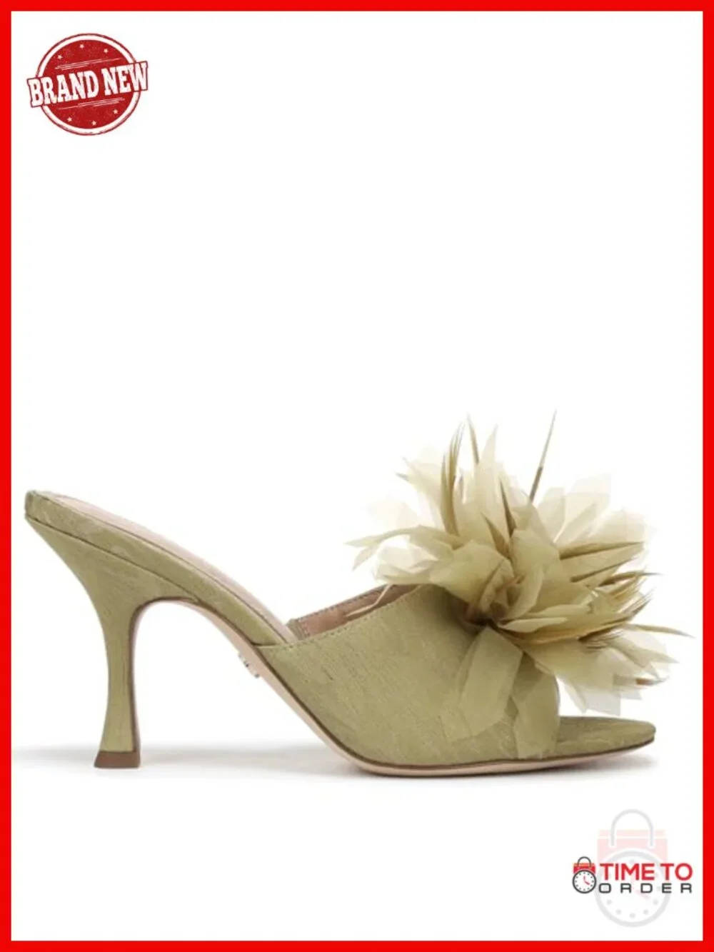 Embellished Mule Heeled Sandal Slip On Kitten Heel Dress Shoe